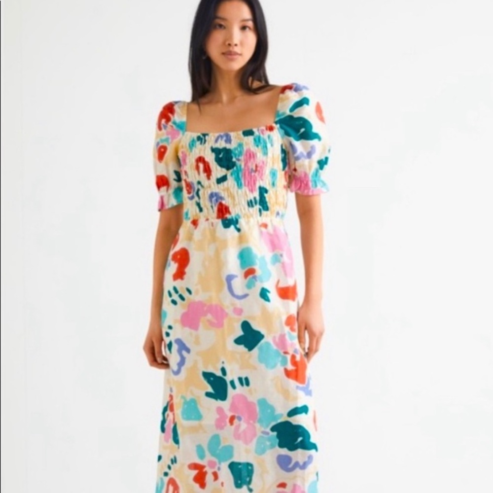 & Other Stories Abstract Puff Sleeve Dress